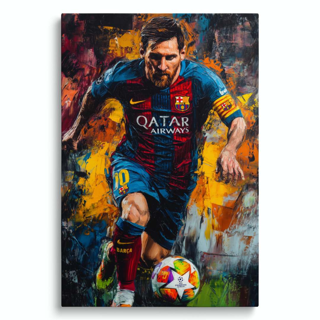 stampa su tela lionel messi calciatore barcellona, sfondo bianco