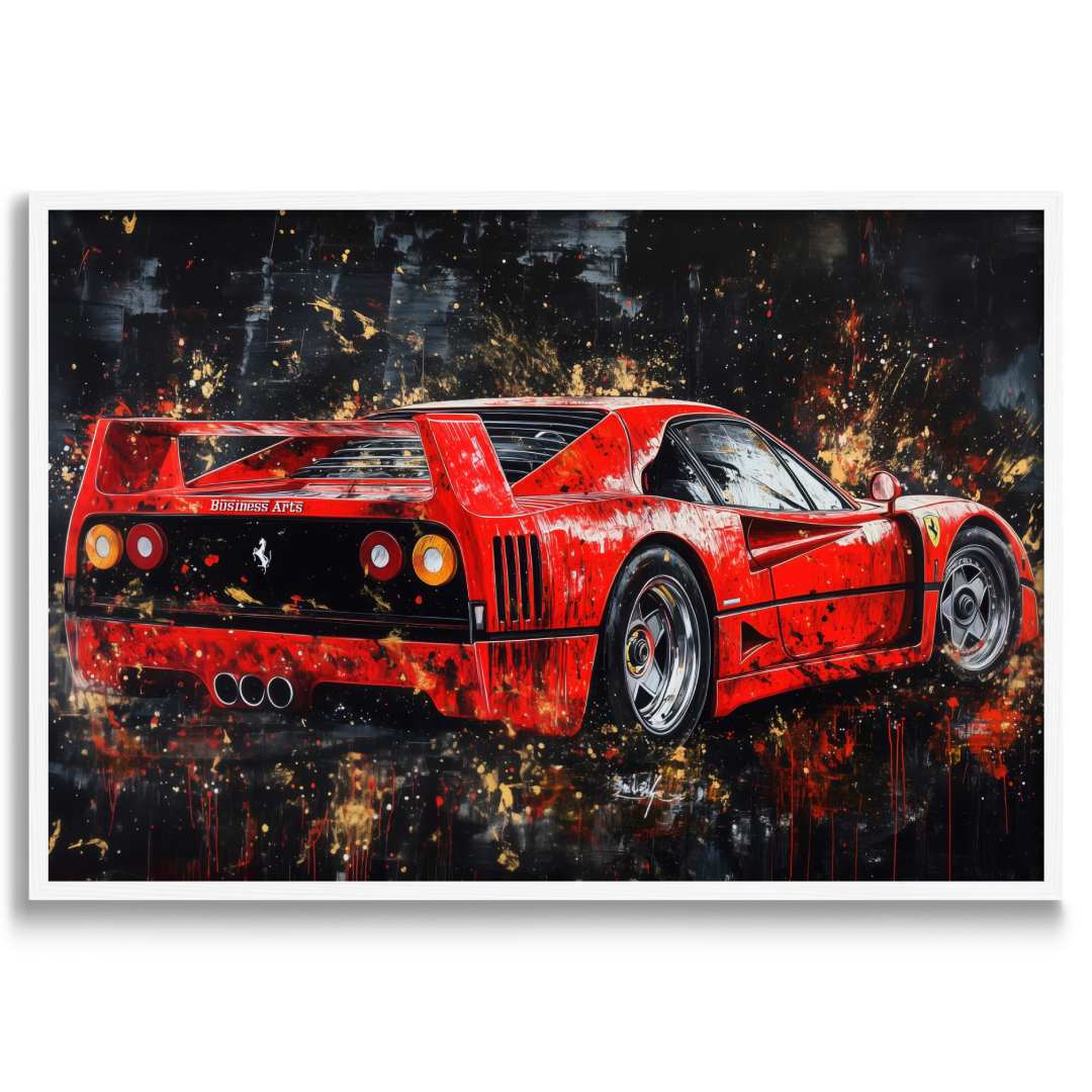 stampa su tela moderna ferrari f40 rossa cornice bianca sfondo bianco