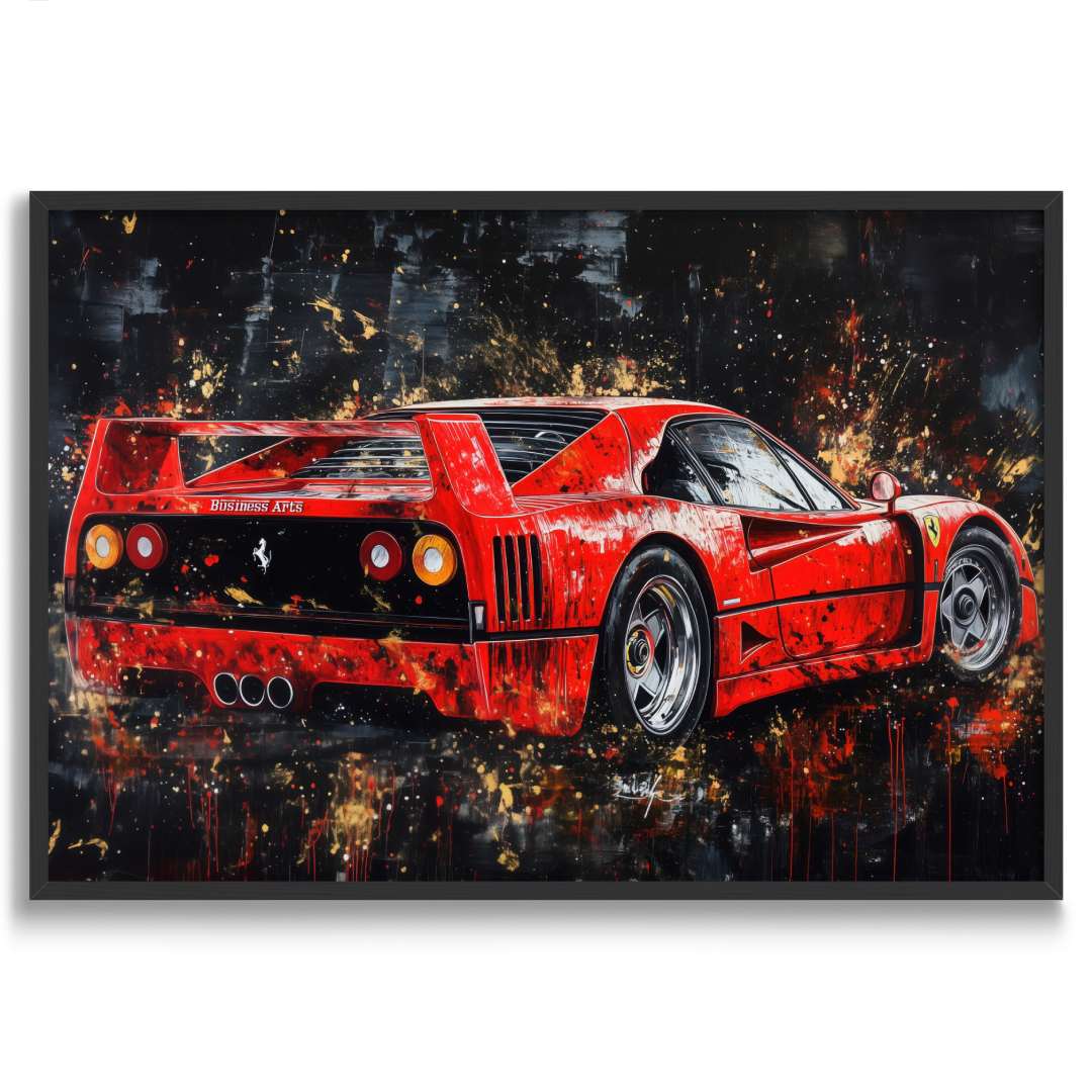 stampa su tela moderna ferrari f40 rossa cornice nera sfondo bianco