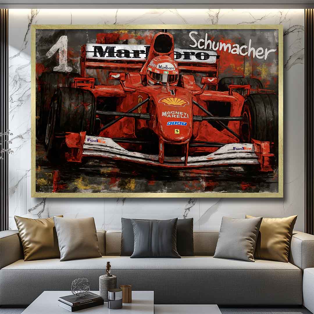 quadro moderno schumacher ferrari formula 1 appeso soggiorno
