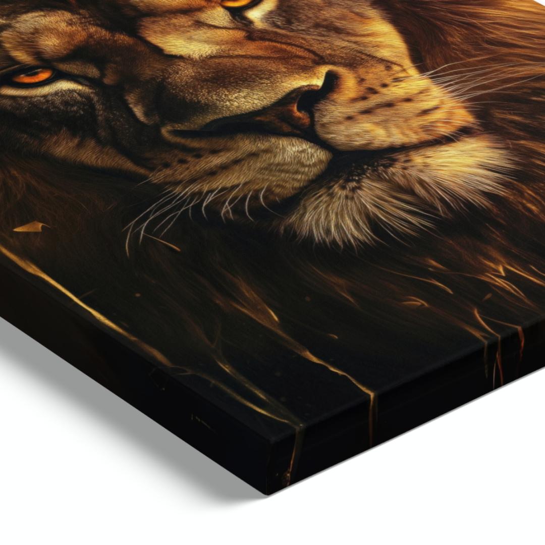dettaglio telaio quadro moderno  leone primo piano lussuoso elegante