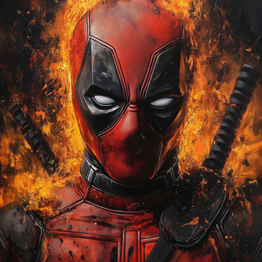 dettaglio ravvicinato stampa su tela deadpool