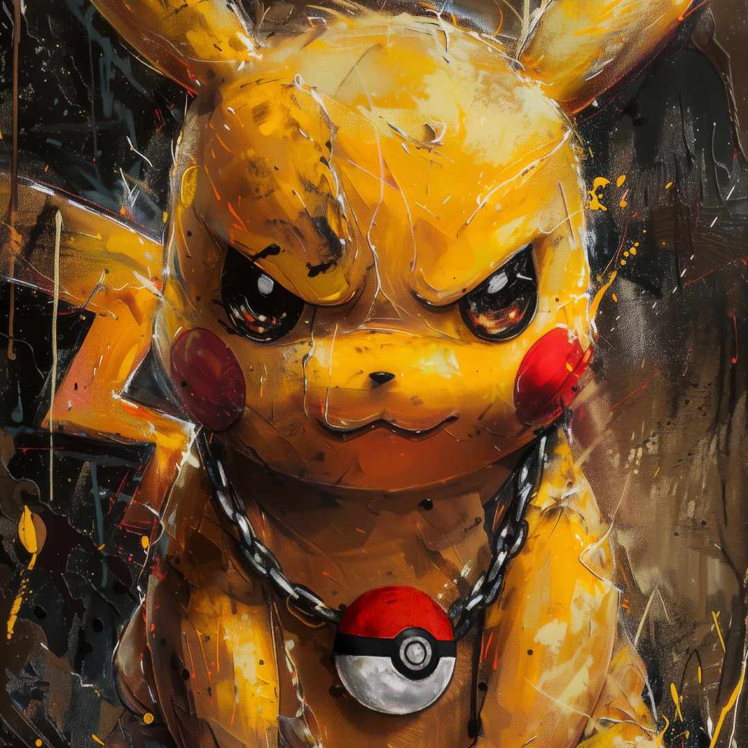 stampa su tela moderna pikachu pokemon pop art dettaglio ravvicinato