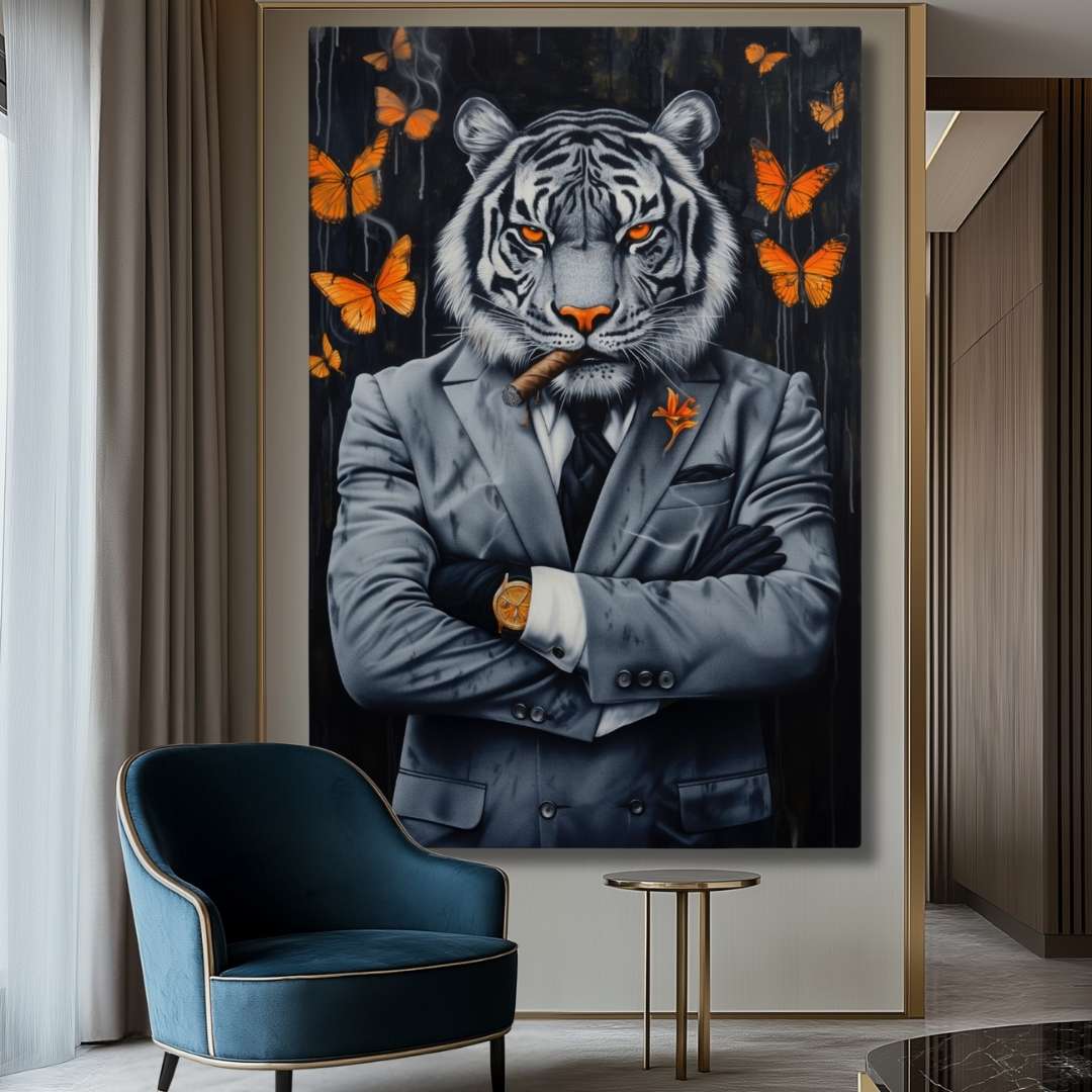 hall appeso quadro tigre business boss quadro moderno