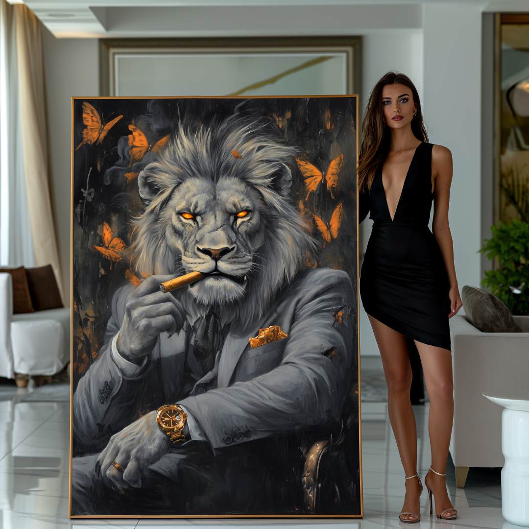 modella mostra quadro leone boss business quadro moderno