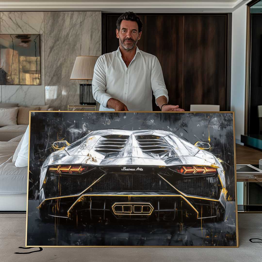 modello mostra quadro moderno lamborghini aventador oro nero argento