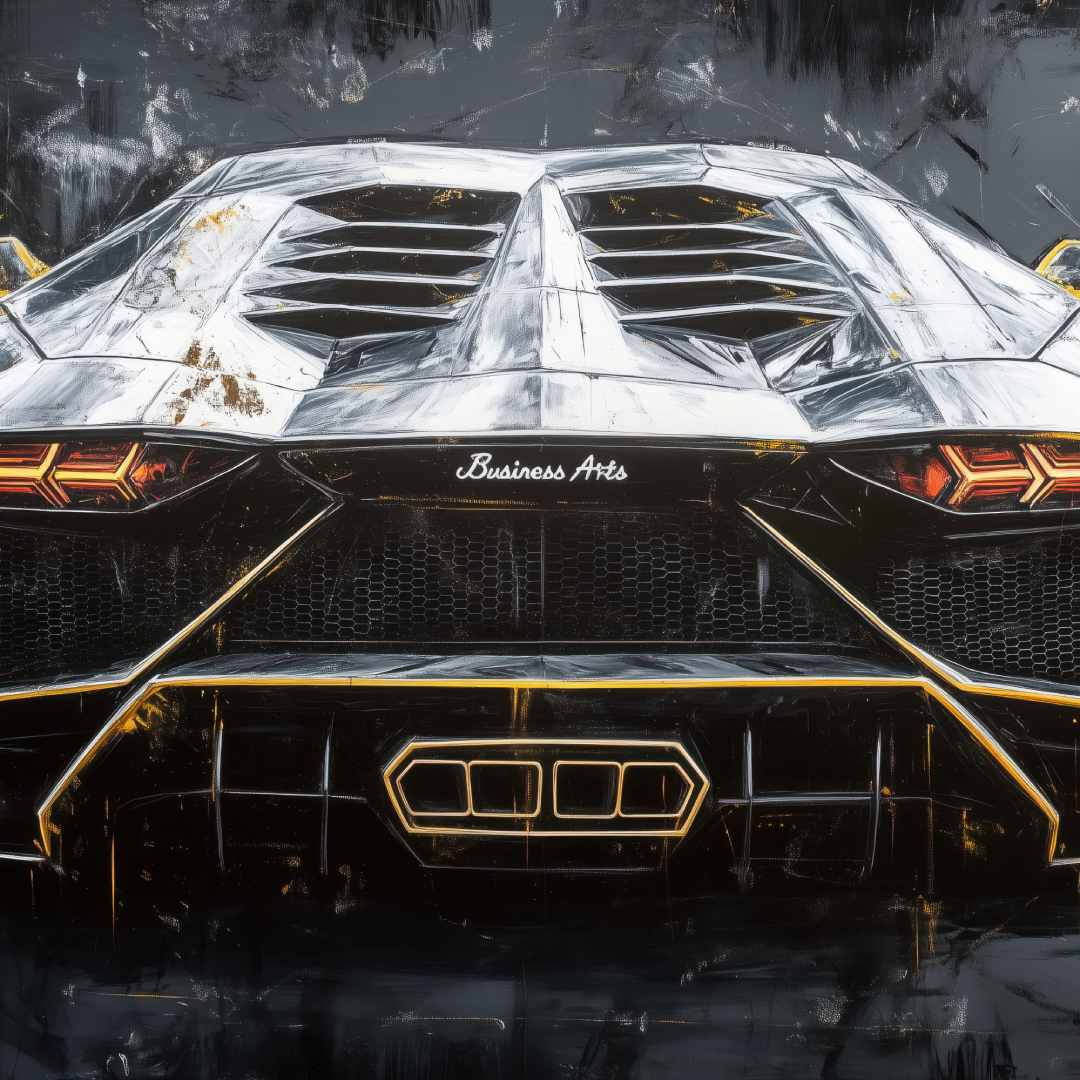 quadro moderno lamborghini aventador oro nero argento dettaglio tela