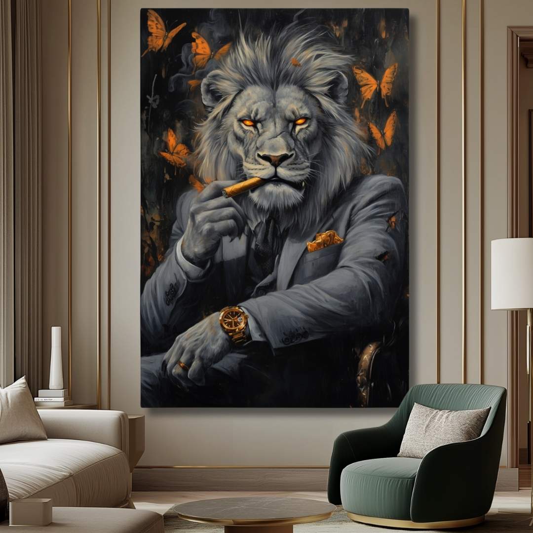 soggiorno appeso quadro leone boss business quadro moderno