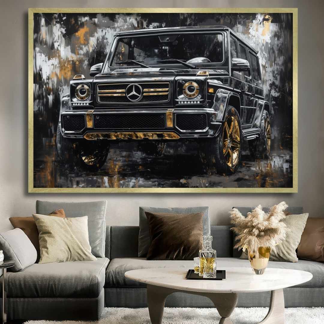 salotto appeso quadro moderno g wagon mercedes lussuoso oro nero argento