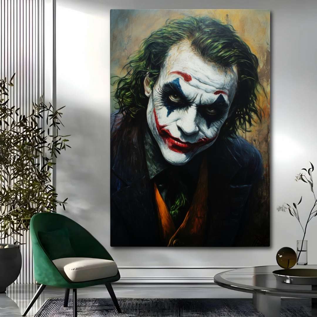 salotto con stampa su tela moderna joker cavaliere oscuro heath ledger