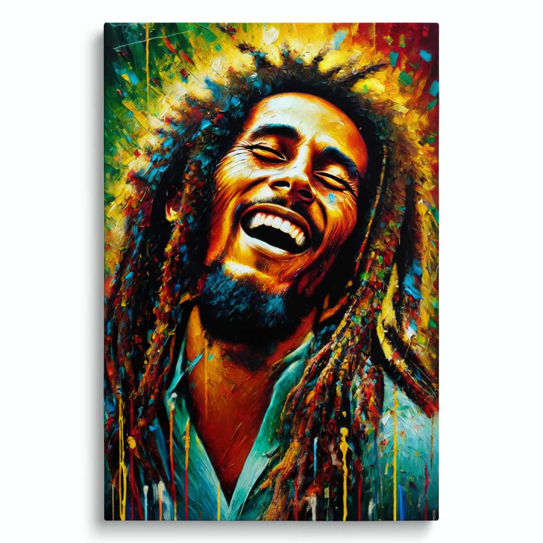 stampa su tela moderna bob marley colorato gioioso, su sfondo bianco