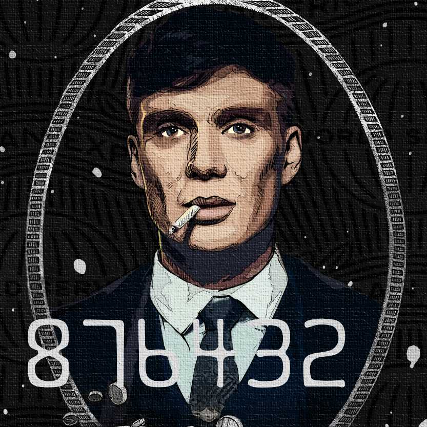 Dettaglio di stampa su tela pop art di carta Amex Centurion con Cillian Murphy come Tommy Shelby di Peaky Blinders