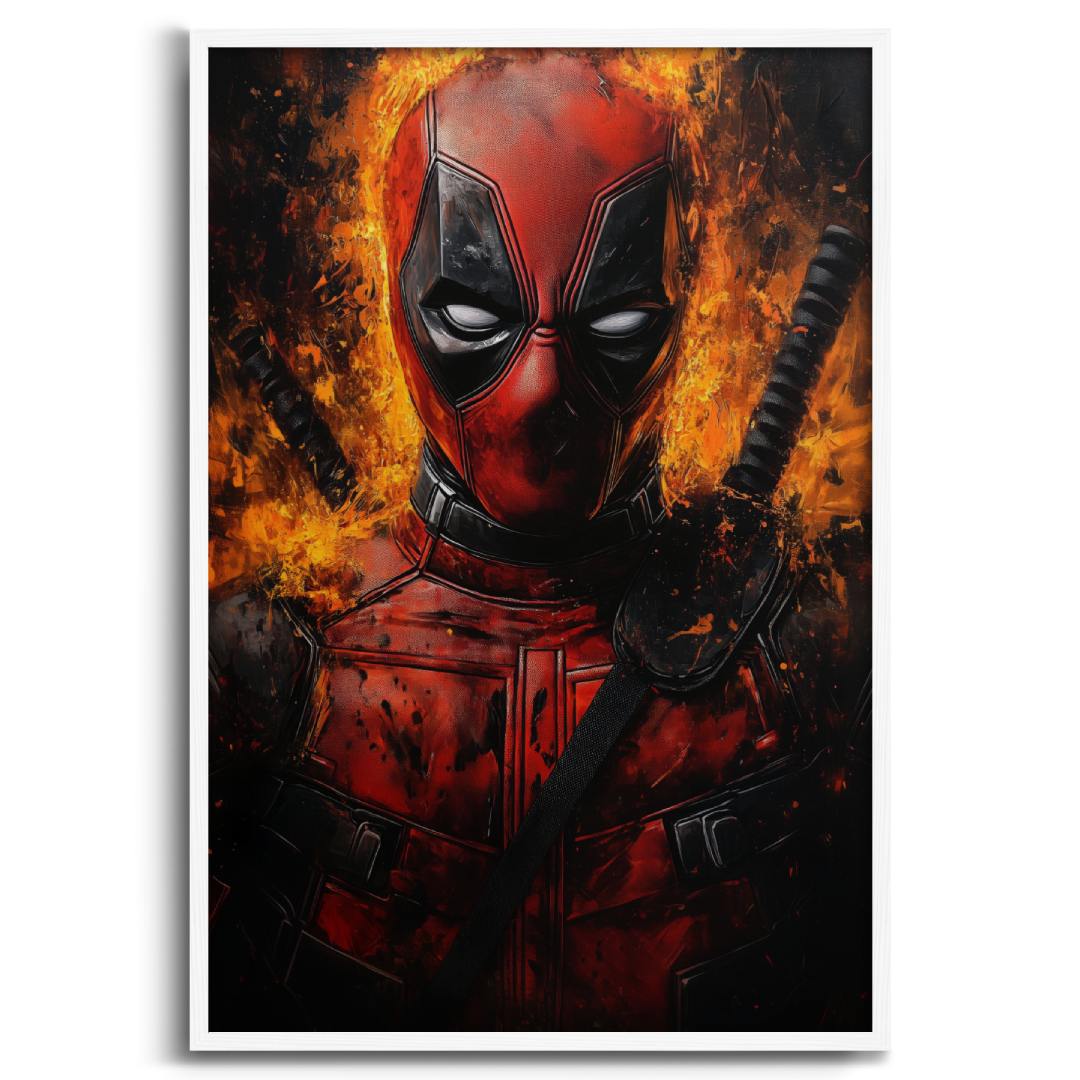 stampa su tela deadpool sfondo bianco cornice bianca