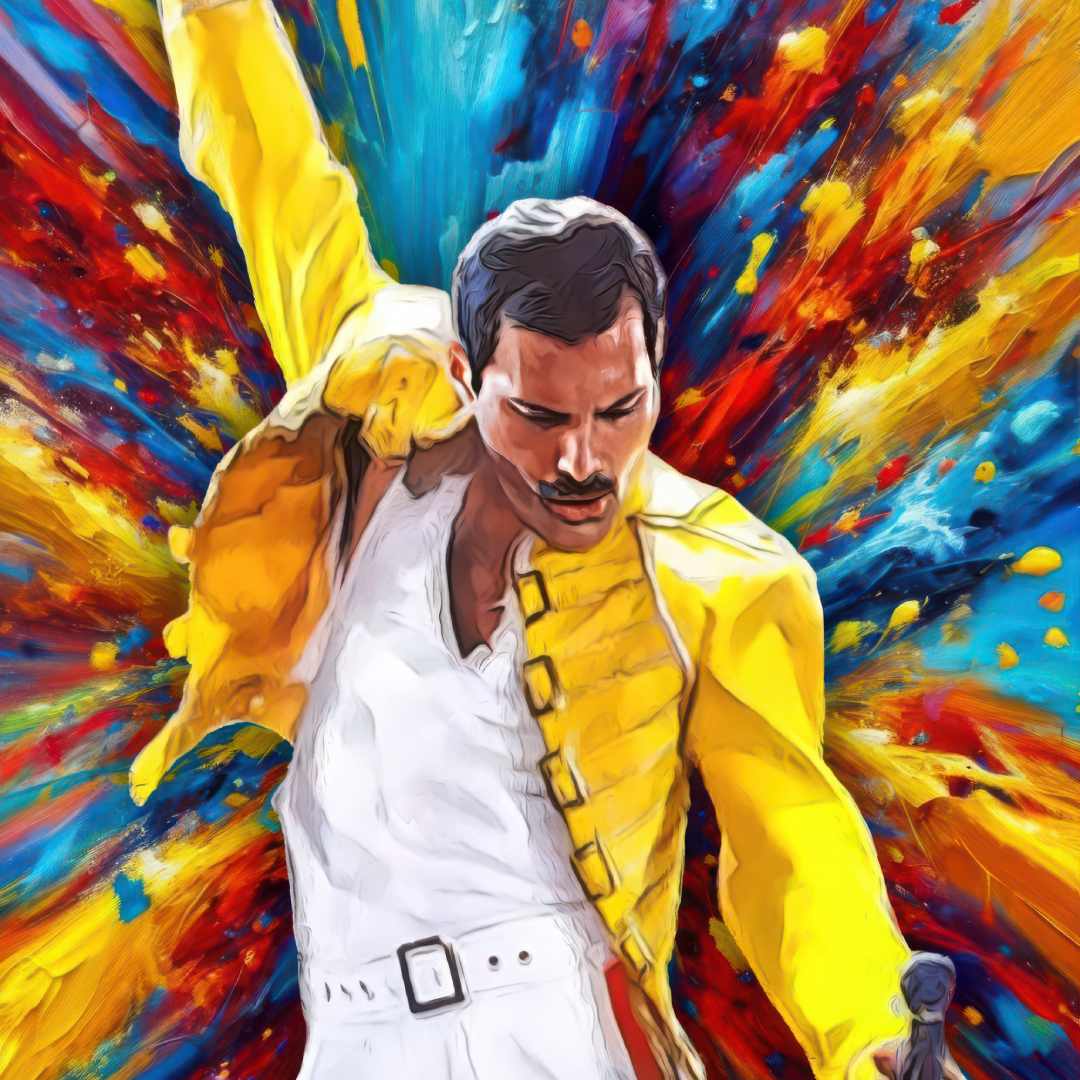 stampa su tela freddie mercury queen colorato quadro moderno dettaglio ravvicinato