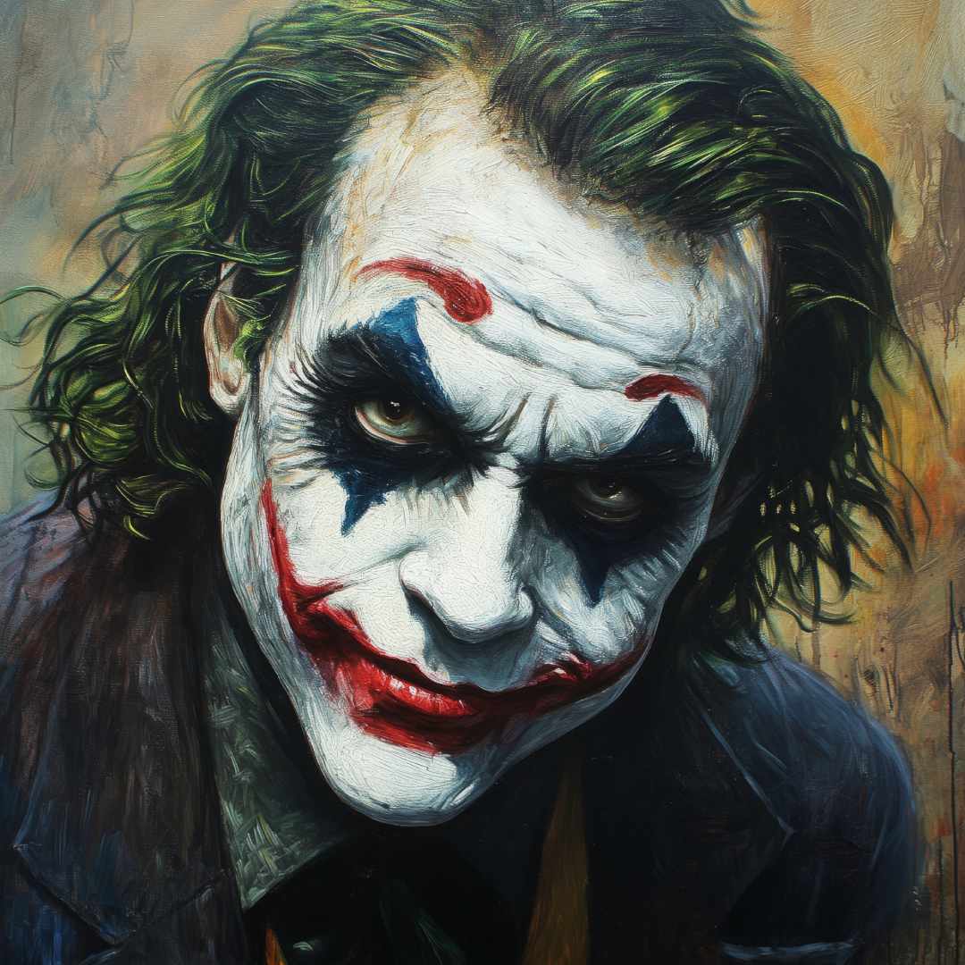 dettaglio ravvicinato stampa su tela moderna joker cavaliere oscuro heath ledger