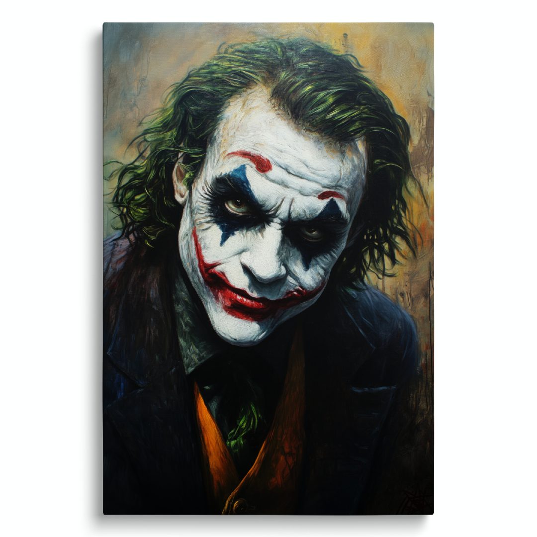 stampa su tela moderna joker cavaliere oscuro heath ledger  sfondo bianco