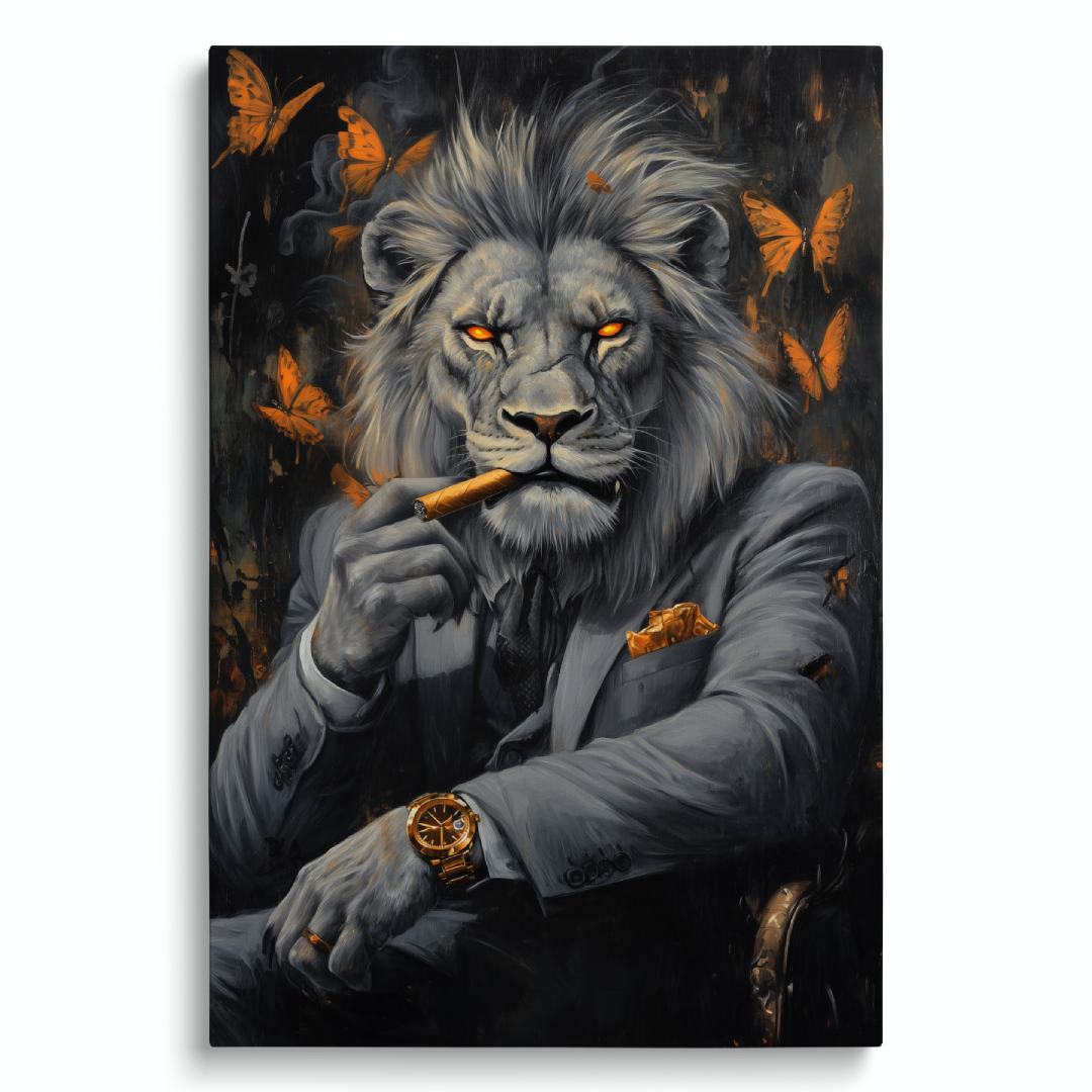 quadro leone boss business quadro moderno sfondo bianco