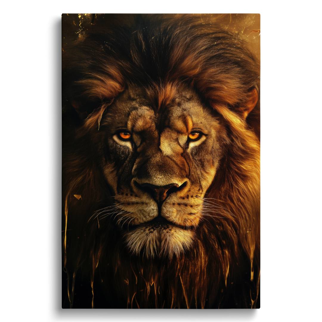 quadro moderno  leone primo piano lussuoso elegante sfondo bianco
