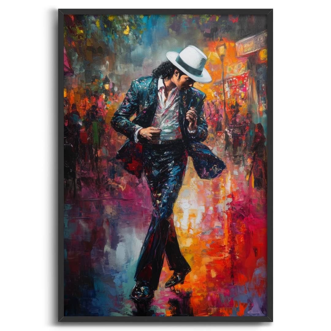 stampa su tela moderna michael-jackson colorato musica sfondo bianco cornice nera