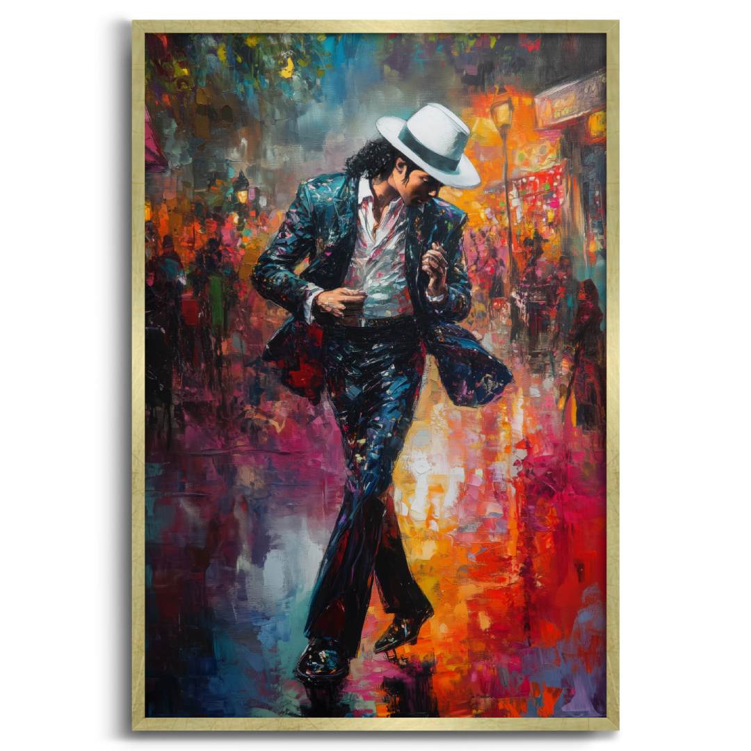 stampa su tela moderna michael-jackson colorato musica sfondo bianco cornice oro