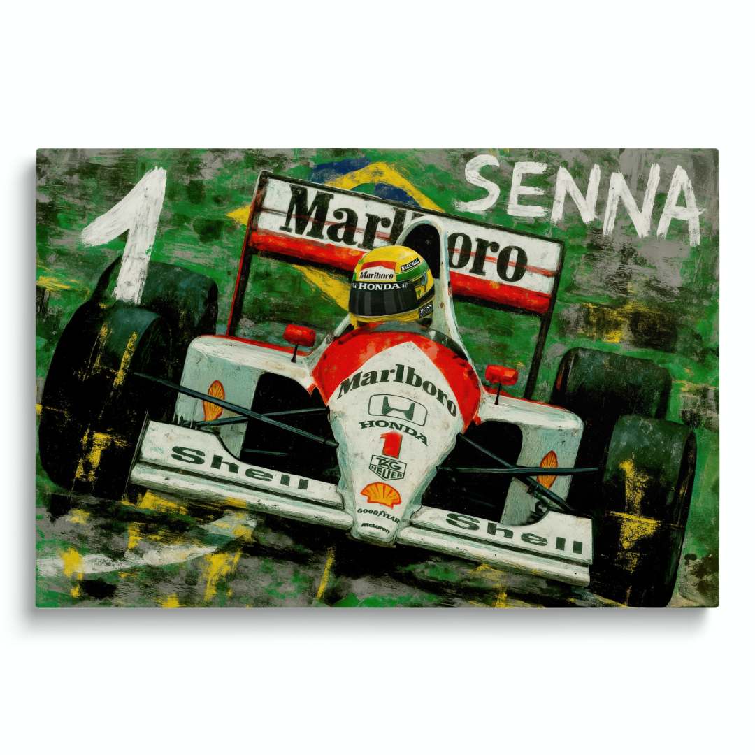 quadro moderno senna maclaren formula 1 appeso bandiera brasile