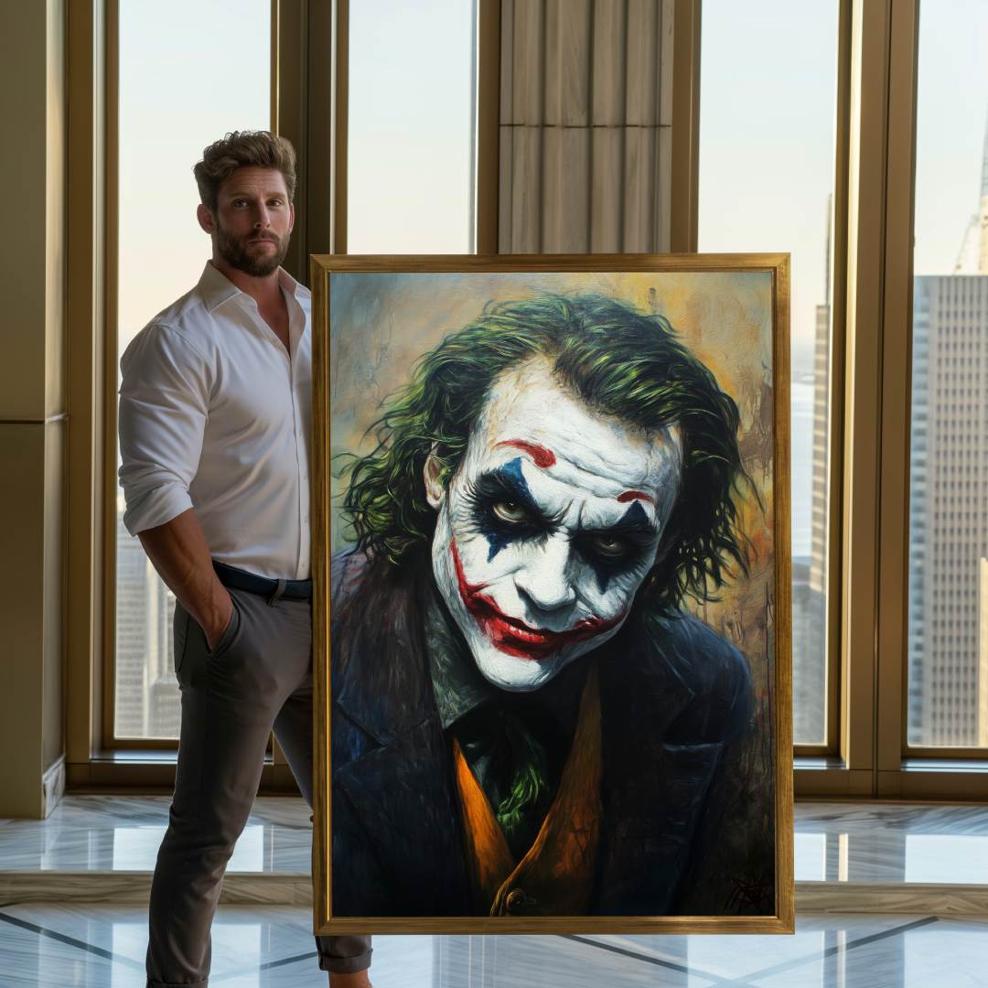 uomo con stampa su tela moderna joker cavaliere oscuro heath ledger