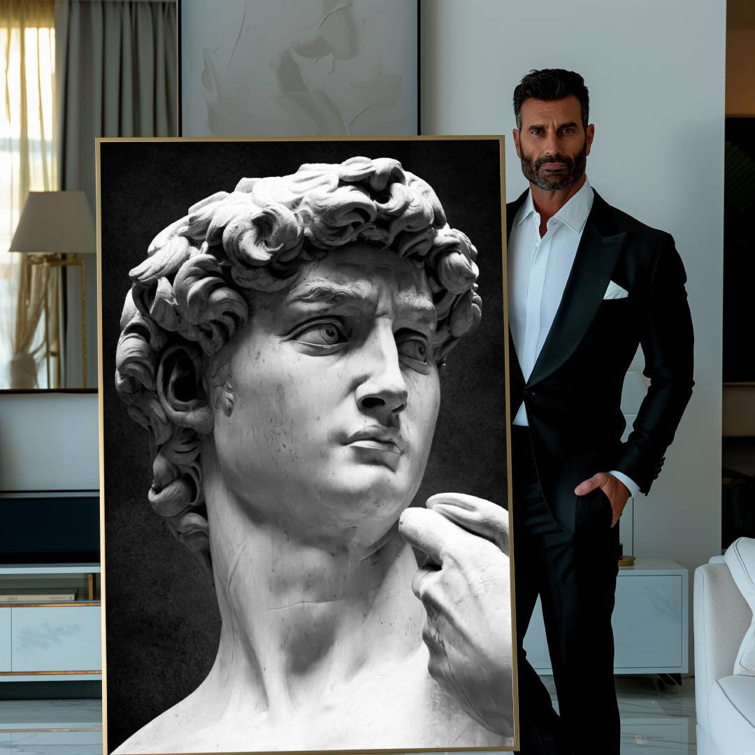 uomo quadro moderno david di Michelangelo classicismo epico mitologia camera salone