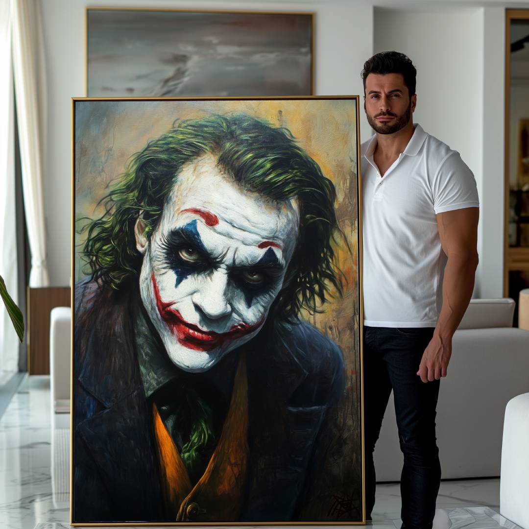 ragazzo con stampa su tela moderna joker cavaliere oscuro heath ledger