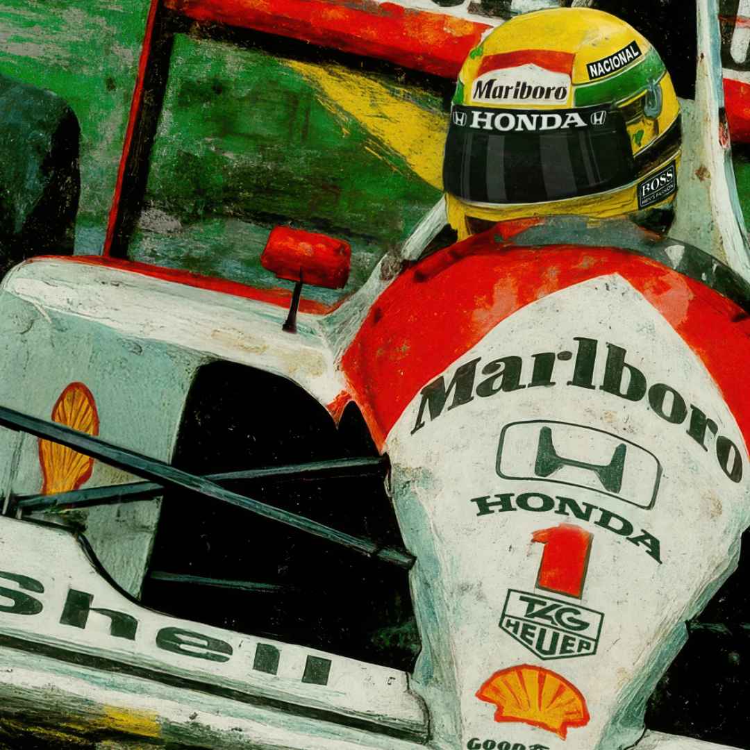 zoom quadro moderno senna maclaren formula 1 appeso salotto bandiera brasile